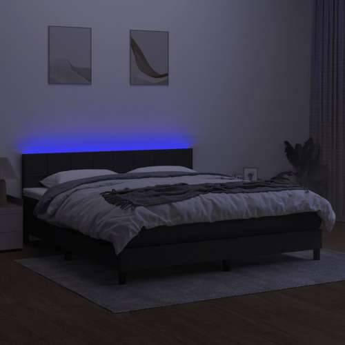 Krevet box spring s madracem LED crni 180x200 cm od tkanine - Crna 180 x 200 cm Blok s kvadratima Cijena