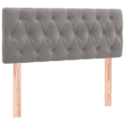 Krevet box spring s madracem LED svjetlosivi 100x200 cm baršun - Svjetlosiva 100 x 200 cm Dizajn s gumbima Cijena