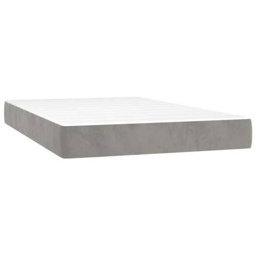 Krevet box spring s madracem LED svjetlosivi 120x200 cm baršun - Svjetlosiva 120 x 200 cm Dizajn s gumbima Cijena