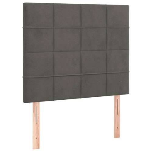 Box spring krevet s madracem tamnosivi 100x200 cm baršunasti - Tamno siva 100 x 200 cm Blok s kvadratima Cijena
