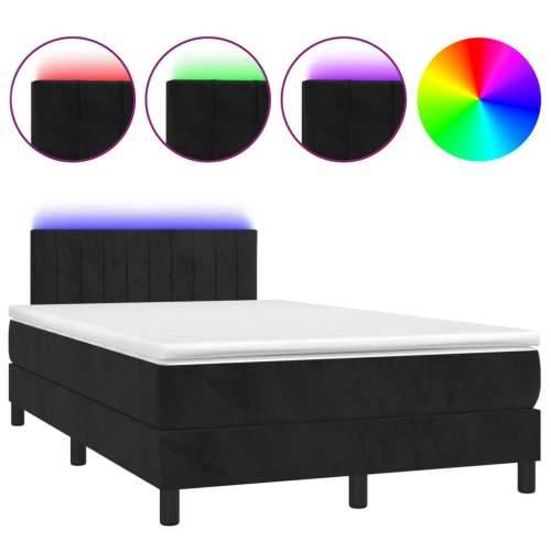 Krevet box spring s madracem LED crni 120 x 200 cm baršun - Crna 120 x 200 cm Okomite pruge Cijena