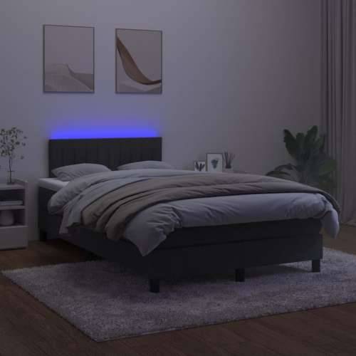 Krevet box spring s madracem LED crni 120 x 200 cm baršun - Crna 120 x 200 cm Okomite pruge Cijena