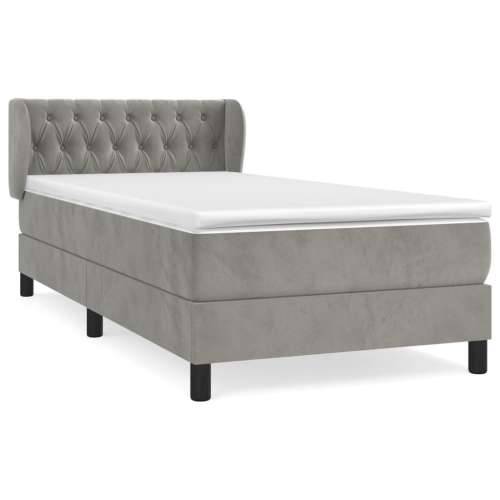 Box spring krevet s madracem svjetlosivi 100x200 cm baršunasti - Svjetlosiva 100 x 200 cm Dizajn s gumbima Cijena