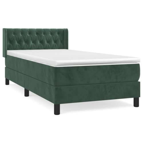Box spring krevet s madracem tamnozeleni 100x200 cm baršunasti - Tamnozelena 100 x 200 cm Dizajn s gumbima Cijena