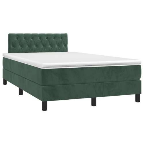 Krevet box spring s madracem LED tamnozeleni 120x200 cm baršun - Tamnozelena 120 x 200 cm Dizajn s gumbima Cijena