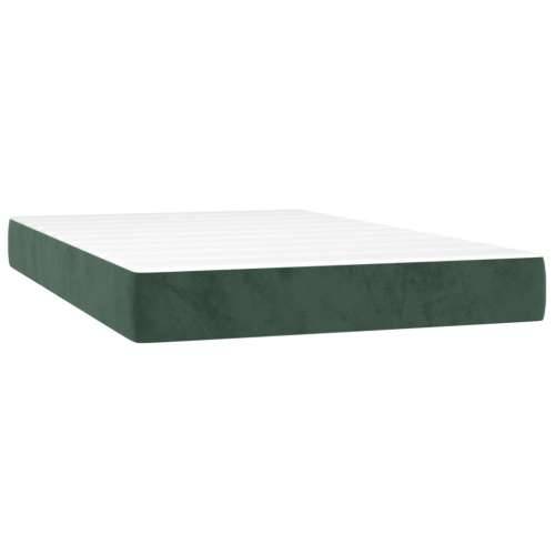 Krevet box spring s madracem LED tamnozeleni 120x200 cm baršun - Tamnozelena 120 x 200 cm Dizajn s gumbima Cijena