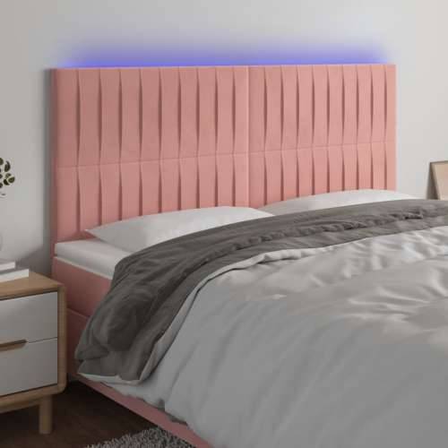 LED uzglavlje ružičasto 200x5x118/128 cm baršunasto - Ružičasta 200 x 5 x 118/128 cm 1 Cijena