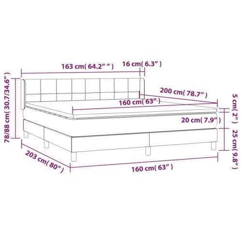 Okvir kreveta s oprugama i madrac svjetlosivi 160x200cm tkanina - Tamno siva 160 x 200 cm Blok s kvadratima Cijena