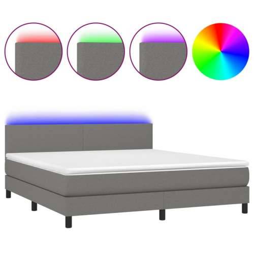 Krevet box spring s madracem LED tamnosivi 160x200 cm tkanina - Tamno siva 160 x 200 cm Gladak dizajn Cijena