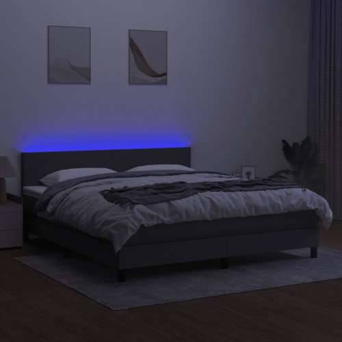 Krevet box spring s madracem LED tamnosivi 160x200 cm tkanina - Tamno siva 160 x 200 cm Gladak dizajn Cijena