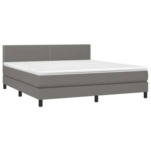 Krevet box spring s madracem LED tamnosivi 160x200 cm tkanina - Tamno siva 160 x 200 cm Obično s čavlima Cijena