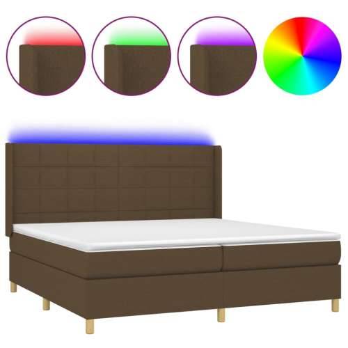 Krevet box spring s madracem LED tamnosmeđi 200x200 cm tkanina - Tamno smeđa 200 x 200 cm Blok s kvadratima Cijena
