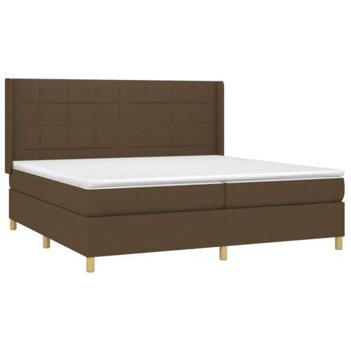 Krevet box spring s madracem LED tamnosmeđi 200x200 cm tkanina - Tamno smeđa 200 x 200 cm Blok s kvadratima Cijena