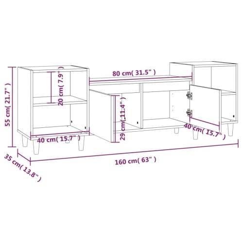 TV ormarić crni 160 x 35 x 55 cm od konstruiranog drva - Crna 1 Cijena