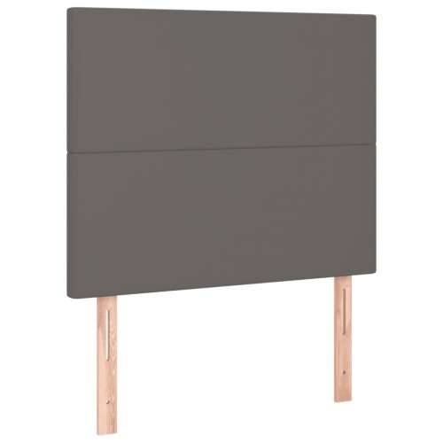 Krevet box spring s madracem LED sivi 90x200 cm od umjetne kože - Siva 90 x 200 cm Gladak dizajn Cijena
