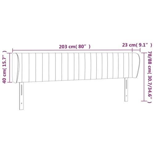 Uzglavlje s ušima crno 203x23x78/88 cm baršunasto - Crna 203 x 23 x 78/88 cm 1 Cijena