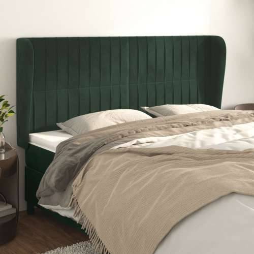 Uzglavlje s ušima tamnozeleno 203x23x118/128 cm baršunasto - Tamnozelena 203 x 23 x 118/128 cm 1 Cijena