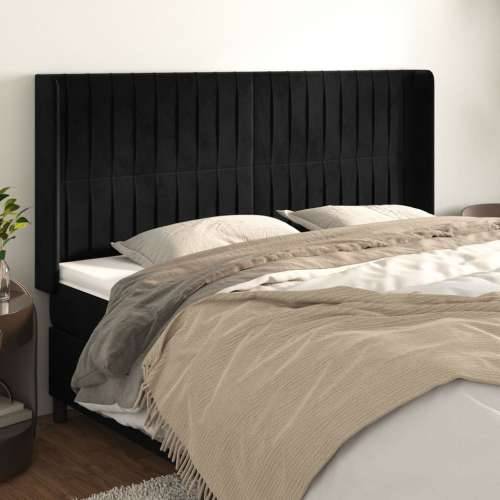 Uzglavlje s ušima crno 203x16x118/128 cm baršunasto - Crna 203 x 16 x 118/128 cm 1 Cijena