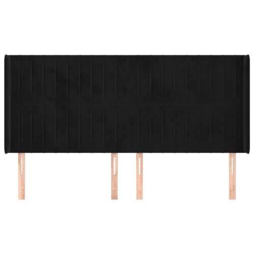 Uzglavlje s ušima crno 203x16x118/128 cm baršunasto - Crna 203 x 16 x 118/128 cm 1 Cijena