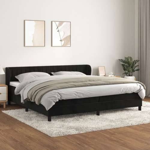Krevet s oprugama i madracem crni 200x200 cm baršunasti - Crna 200 x 200 cm Okomite pruge Cijena