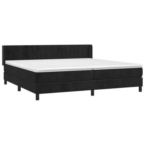Krevet s oprugama i madracem crni 200x200 cm baršunasti - Crna 200 x 200 cm Okomite pruge Cijena