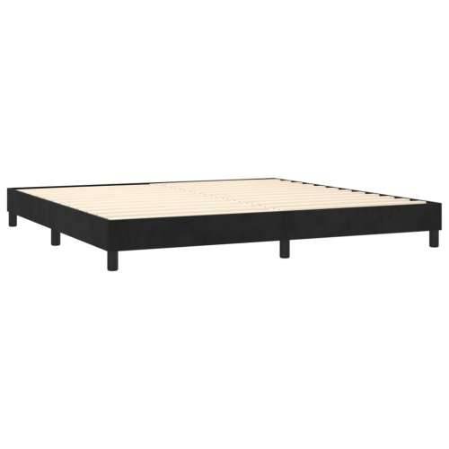 Krevet s oprugama i madracem crni 200x200 cm baršunasti - Crna 200 x 200 cm Okomite pruge Cijena