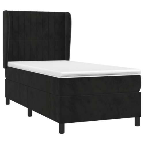 Box spring krevet s madracem crni 100x200 cm baršunasti - Crna 100 x 200 cm Okomite pruge Cijena