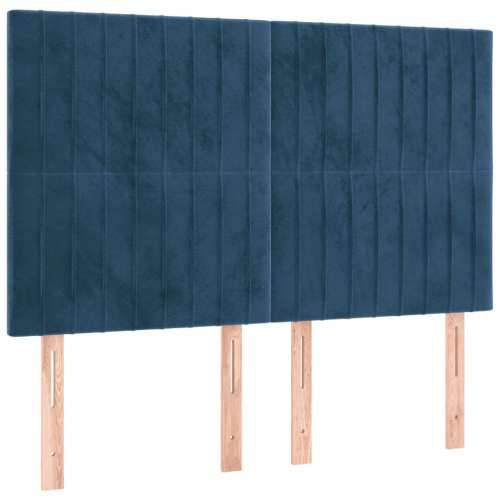 Krevet s oprugama i madracem tamnoplavi 140x200 cm baršunasti - Tamno plava 140 x 200 cm Okomite pruge Cijena