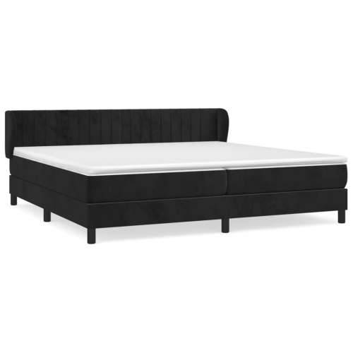 Krevet s oprugama i madracem crni 200x200 cm baršunasti - Crna 200 x 200 cm Okomite pruge Cijena