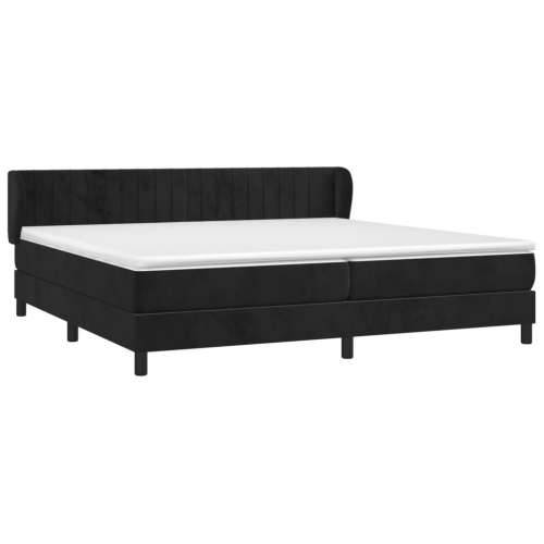 Krevet s oprugama i madracem crni 200x200 cm baršunasti - Crna 200 x 200 cm Okomite pruge Cijena