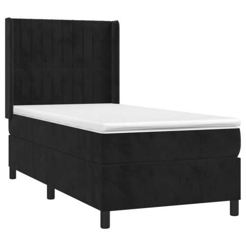 Box spring krevet s madracem crni 100x200 cm baršunasti - Crna 100 x 200 cm Okomite pruge Cijena
