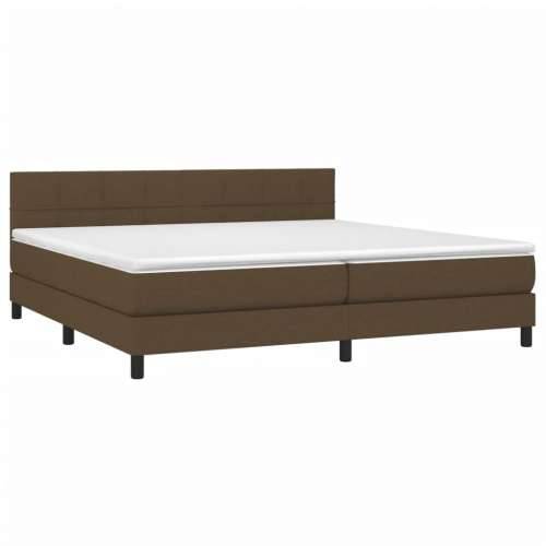 Krevet box spring s madracem LED tamnosmeđi 200x200 cm tkanina - Tamno smeđa 200 x 200 cm Blok s kvadratima Cijena