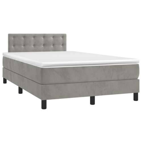 Krevet box spring s madracem LED svjetlosivi 120x200 cm baršun - Svjetlosiva 120 x 200 cm gumbi Cijena