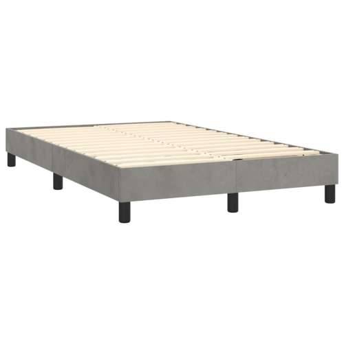 Krevet box spring s madracem LED svjetlosivi 120x200 cm baršun - Svjetlosiva 120 x 200 cm gumbi Cijena