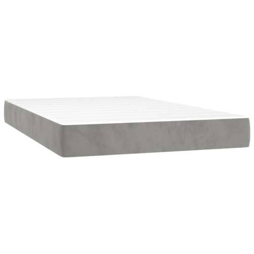 Krevet box spring s madracem LED svjetlosivi 120x200 cm baršun - Svjetlosiva 120 x 200 cm gumbi Cijena