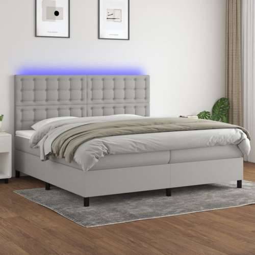 Krevet box spring s madracem LED svjetlosivi 200x200 cm tkanina - Svjetlosiva 200 x 200 cm gumbi Cijena