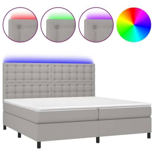 Krevet box spring s madracem LED svjetlosivi 200x200 cm tkanina - Svjetlosiva 200 x 200 cm gumbi Cijena
