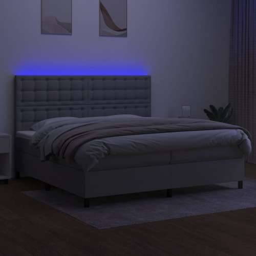 Krevet box spring s madracem LED svjetlosivi 200x200 cm tkanina - Svjetlosiva 200 x 200 cm gumbi Cijena