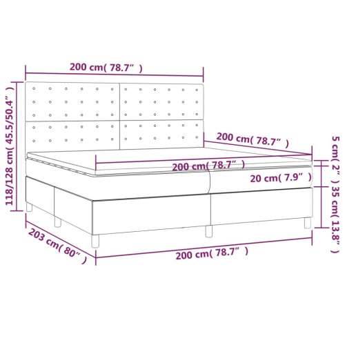 Krevet box spring s madracem LED svjetlosivi 200x200 cm tkanina - Svjetlosiva 200 x 200 cm gumbi Cijena