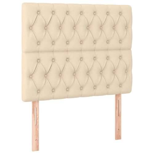 Krevet box spring s madracem LED krem 120 x 200 cm od tkanine - Krema 120 x 200 cm Dizajn s gumbima Cijena