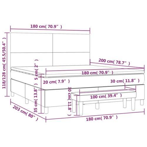 Krevet s oprugama i madracem plavi 180x200 cm od tkanine - Plava 180 x 200 cm Gladak dizajn Cijena