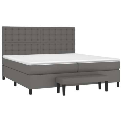 Krevet s oprugama i madracem sivi 200x200 cm od umjetne kože - Siva 200 x 200 cm gumbi Cijena