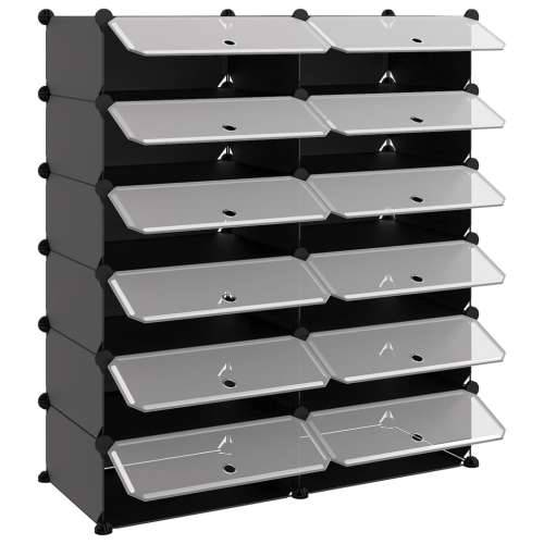 Stalak za cipele crni 94,5 x 36,5 x 106 cm PP - Crna 94.5 x 36.5 x 106 cm 1 Cijena