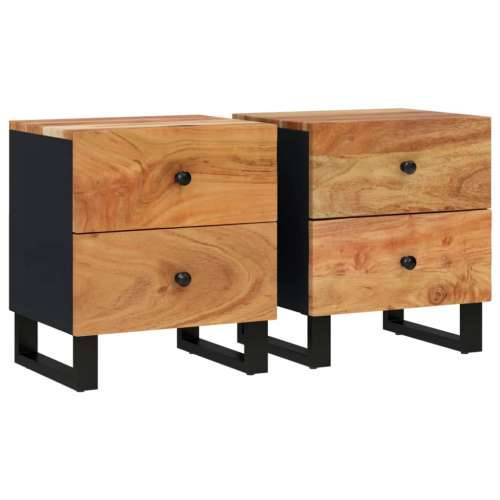 Noćni ormarići 2 kom 40 x 33 x 46 cm masivno bagremovo drvo - 2 Masivno bagremovo drvo Cijena