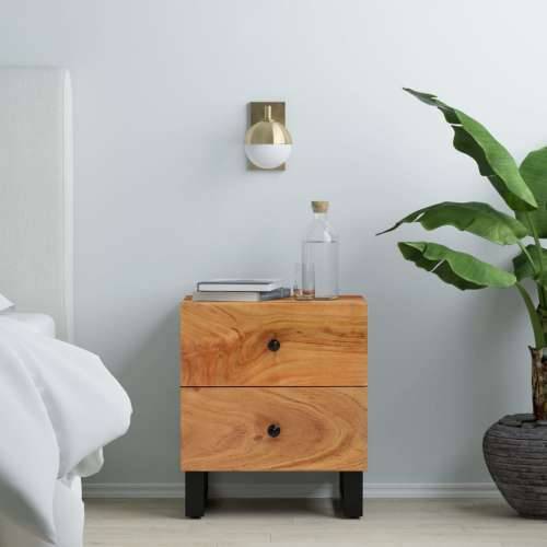 Noćni ormarići 2 kom 40 x 33 x 46 cm masivno bagremovo drvo - 2 Masivno bagremovo drvo Cijena