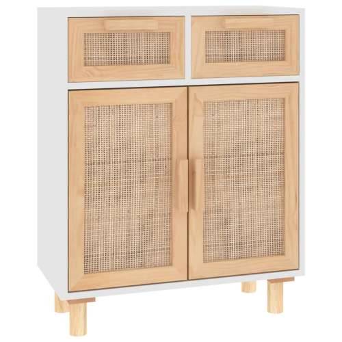 Komoda bijela 60 x 30 x 75 cm masivna borovina i prirodni ratan - Bijela 1 Cijena