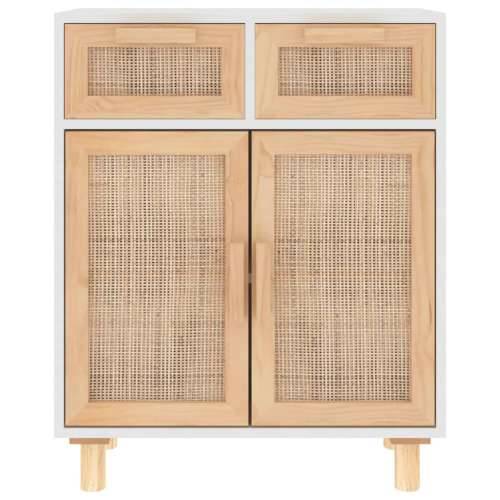 Komoda bijela 60 x 30 x 75 cm masivna borovina i prirodni ratan - Bijela 1 Cijena