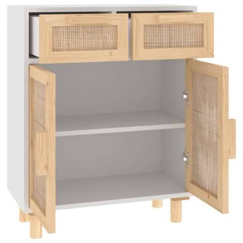 Komoda bijela 60 x 30 x 75 cm masivna borovina i prirodni ratan - Bijela 1 Cijena