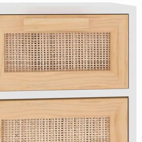 Komoda bijela 60 x 30 x 75 cm masivna borovina i prirodni ratan - Bijela 1 Cijena