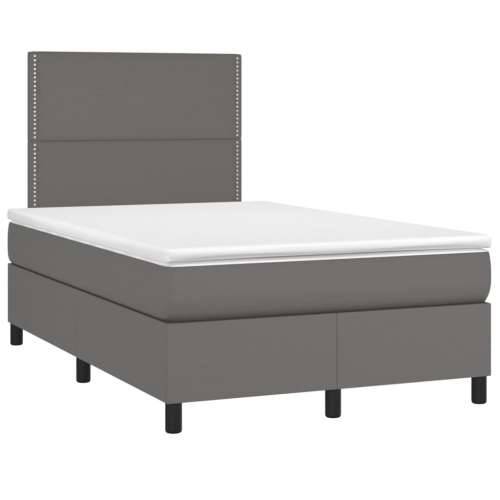 Krevet s oprugama i madracem sivi 120x200 cm od umjetne kože - Siva 120 x 200 cm Obično s čavlima Cijena